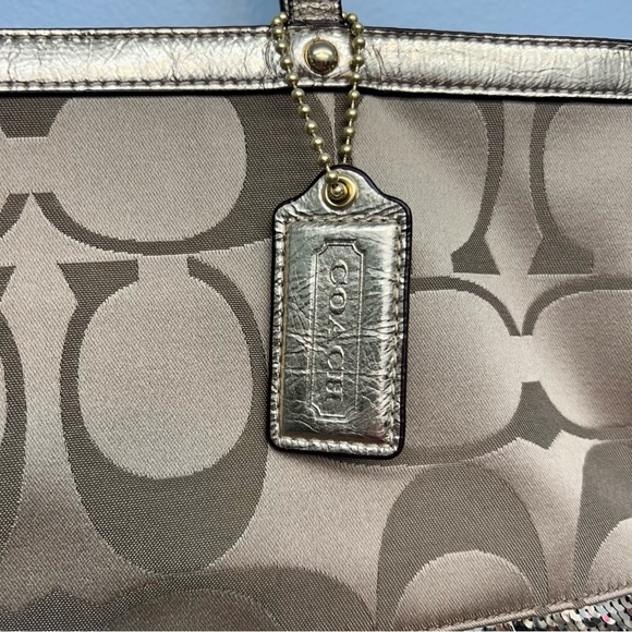 Coach Gold Jacquard Monogram zippered purse with gold sequins EUC - Picture 3 of 16